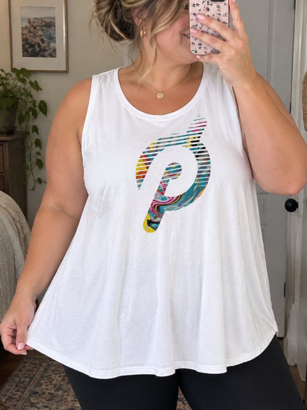 Peloton Racerback Tank Top 2X White Logo Tencel Cotton Sleeveless Workout NWT